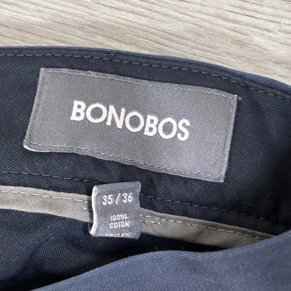 Bonobos Mens Washed Chino Pants Navy Blue Straight Leg 100% Cotton 35x36 (35x33)